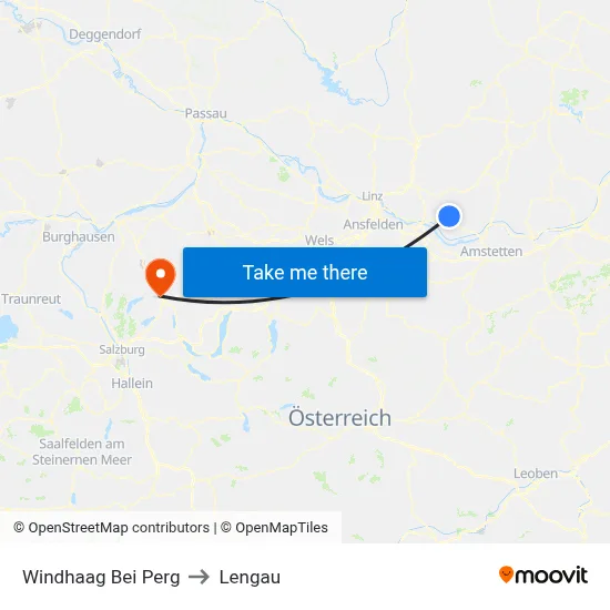 Windhaag Bei Perg to Lengau map