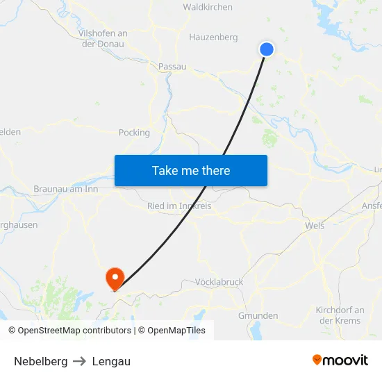Nebelberg to Lengau map