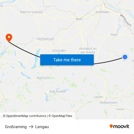 Großraming to Lengau map