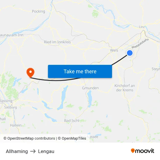 Allhaming to Lengau map