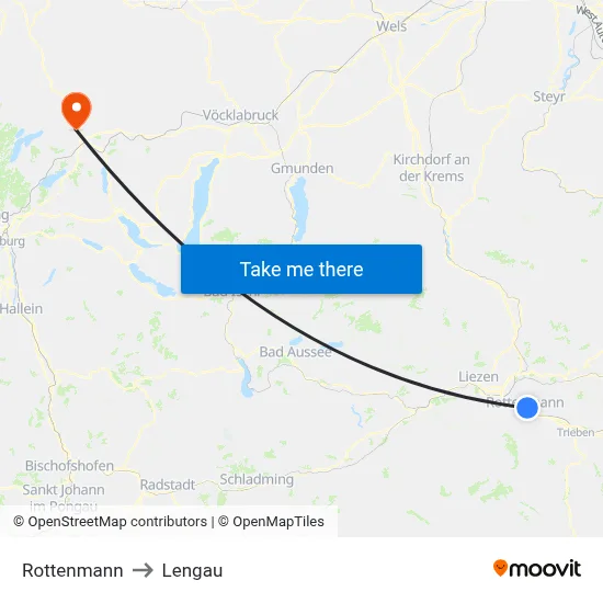 Rottenmann to Lengau map
