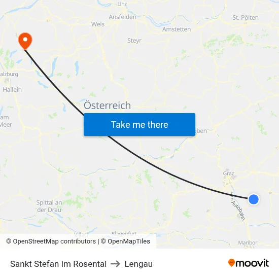 Sankt Stefan Im Rosental to Lengau map