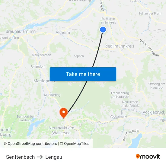 Senftenbach to Lengau map