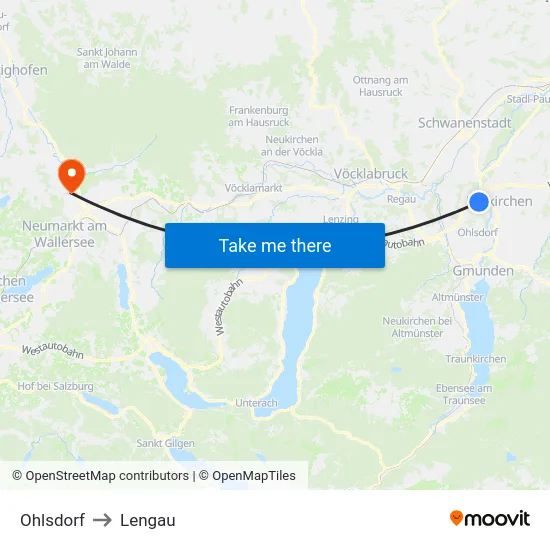 Ohlsdorf to Lengau map
