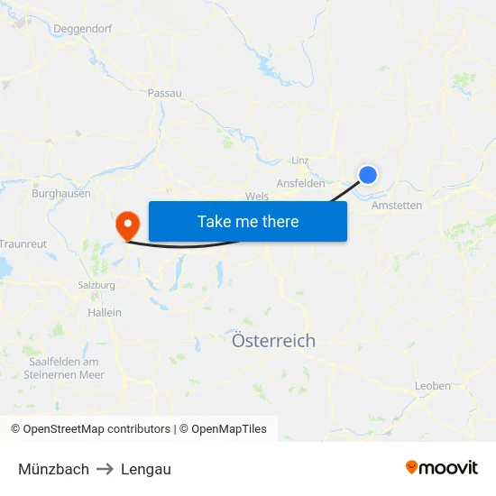 Münzbach to Lengau map