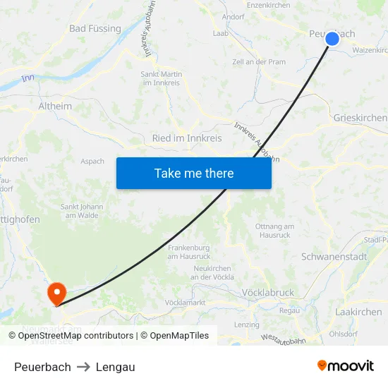 Peuerbach to Lengau map