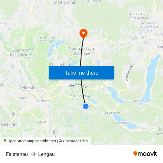 Faistenau to Lengau map