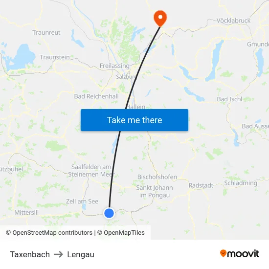 Taxenbach to Lengau map