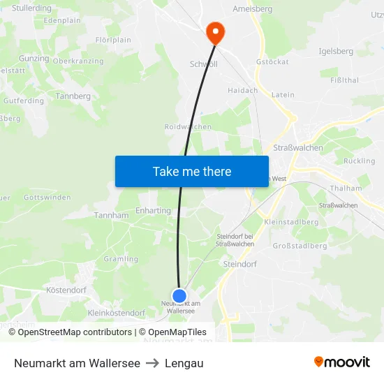 Neumarkt am Wallersee to Lengau map