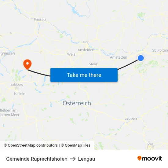 Gemeinde Ruprechtshofen to Lengau map