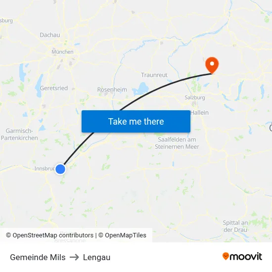 Gemeinde Mils to Lengau map