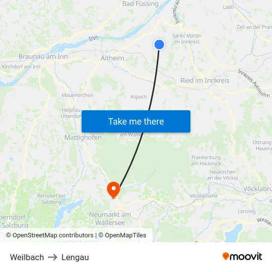 Weilbach to Lengau map