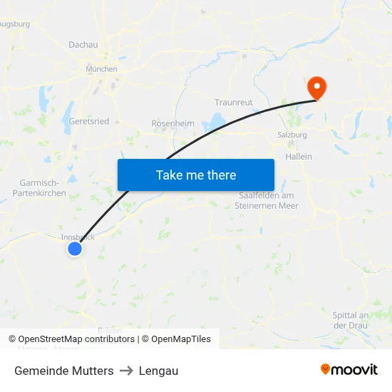 Gemeinde Mutters to Lengau map