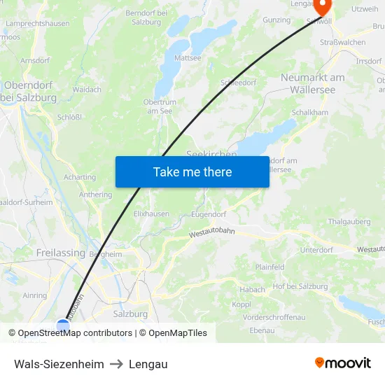 Wals-Siezenheim to Lengau map