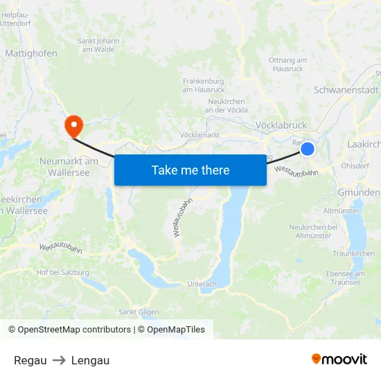Regau to Lengau map