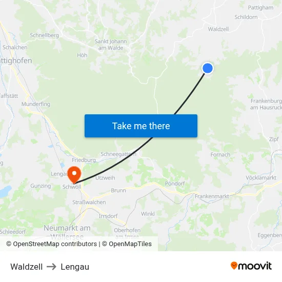 Waldzell to Lengau map