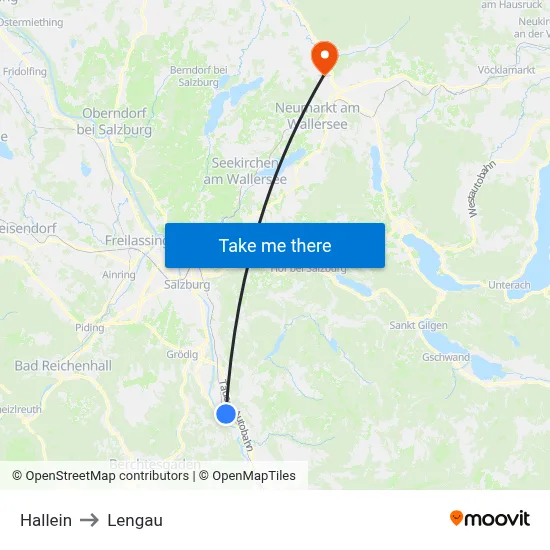 Hallein to Lengau map