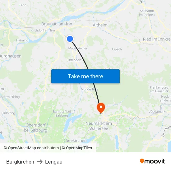 Burgkirchen to Lengau map