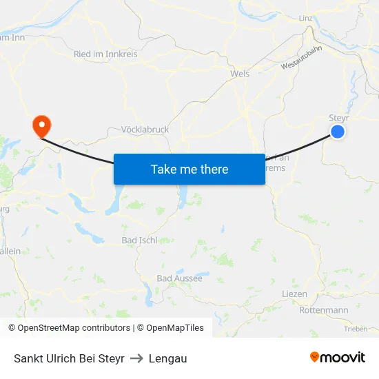 Sankt Ulrich Bei Steyr to Lengau map
