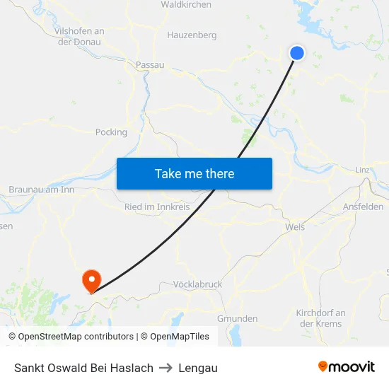 Sankt Oswald Bei Haslach to Lengau map