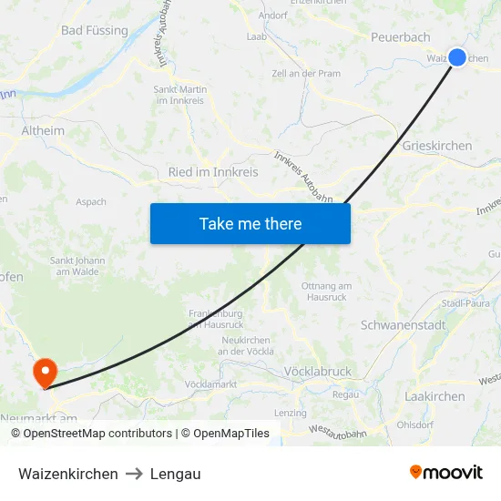 Waizenkirchen to Lengau map