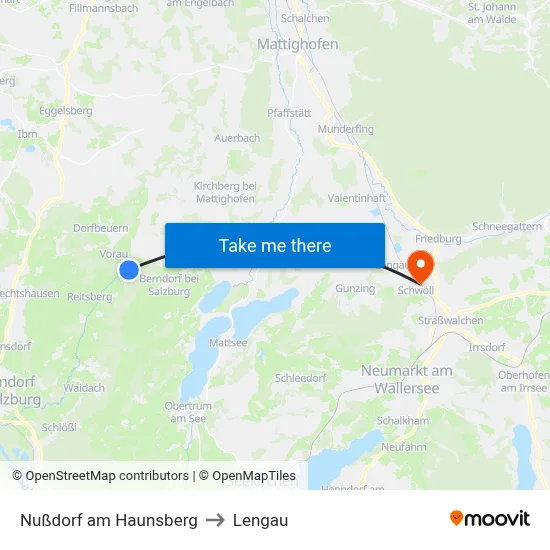 Nußdorf am Haunsberg to Lengau map