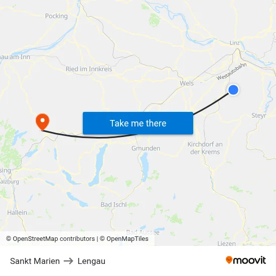 Sankt Marien to Lengau map