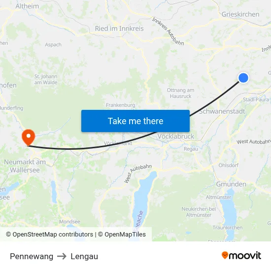 Pennewang to Lengau map