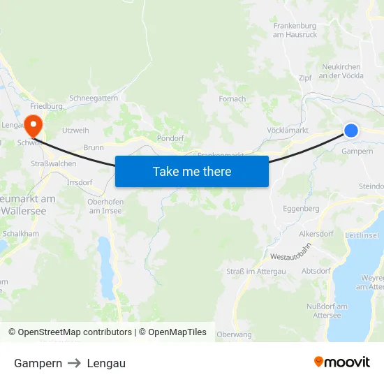 Gampern to Lengau map