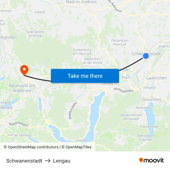Schwanenstadt to Lengau map