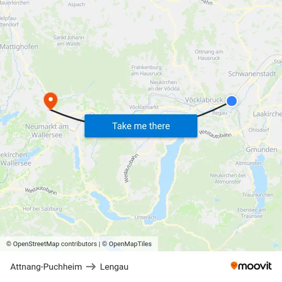 Attnang-Puchheim to Lengau map