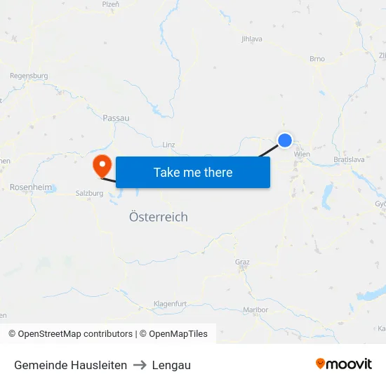 Gemeinde Hausleiten to Lengau map