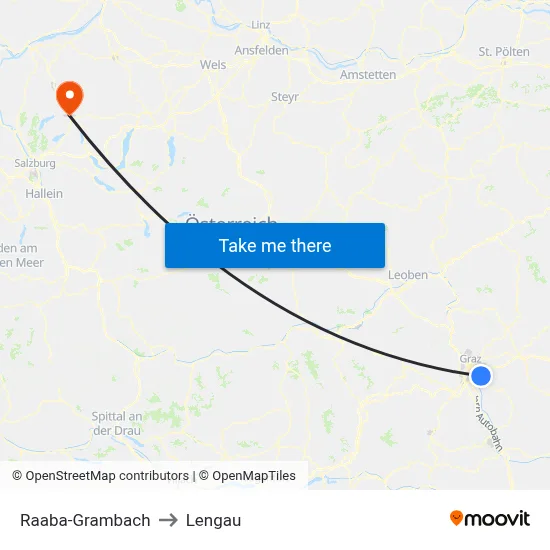 Raaba-Grambach to Lengau map