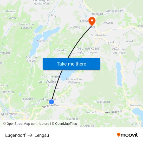 Eugendorf to Lengau map