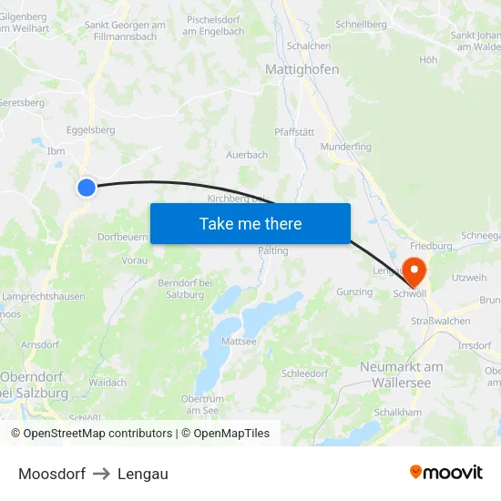 Moosdorf to Lengau map