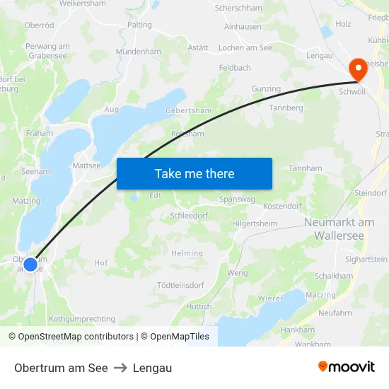 Obertrum am See to Lengau map