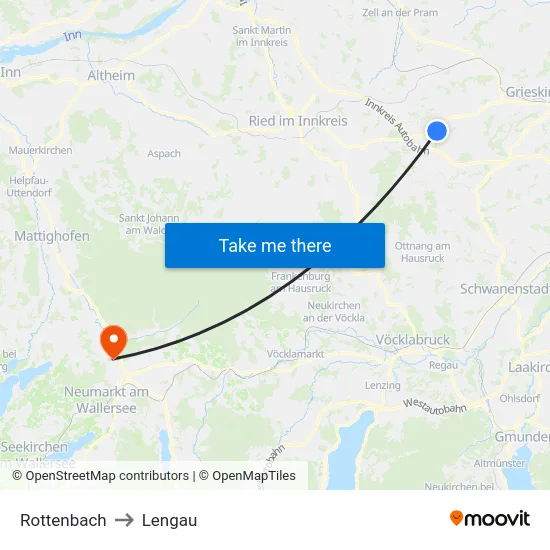 Rottenbach to Lengau map