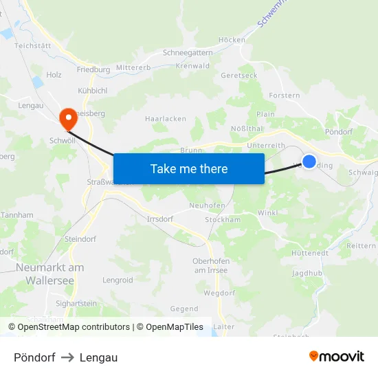 Pöndorf to Lengau map