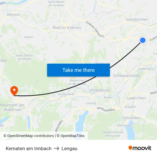 Kematen am Innbach to Lengau map