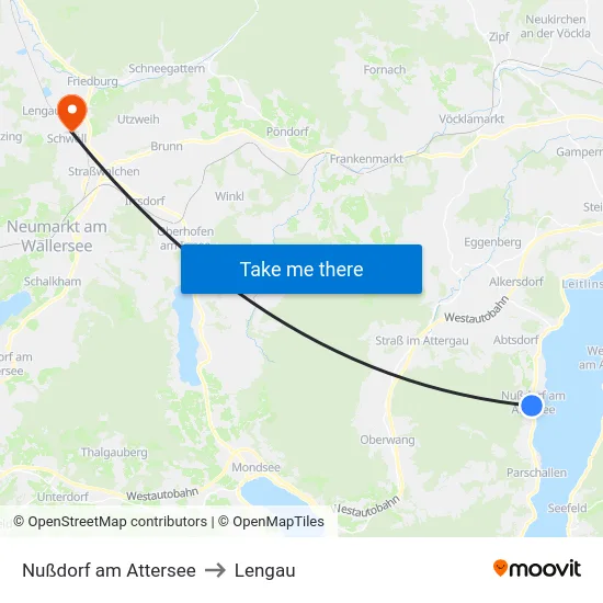 Nußdorf am Attersee to Lengau map