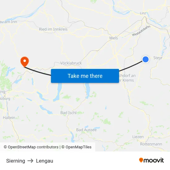 Sierning to Lengau map