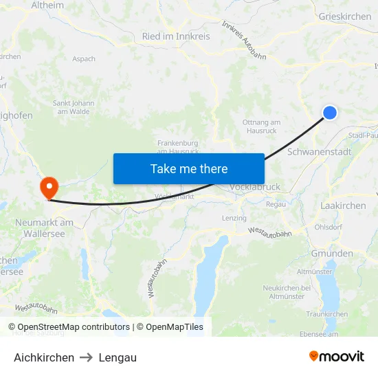 Aichkirchen to Lengau map