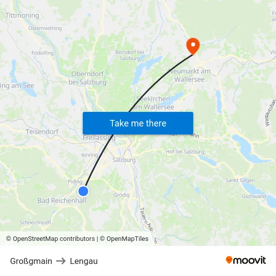 Großgmain to Lengau map