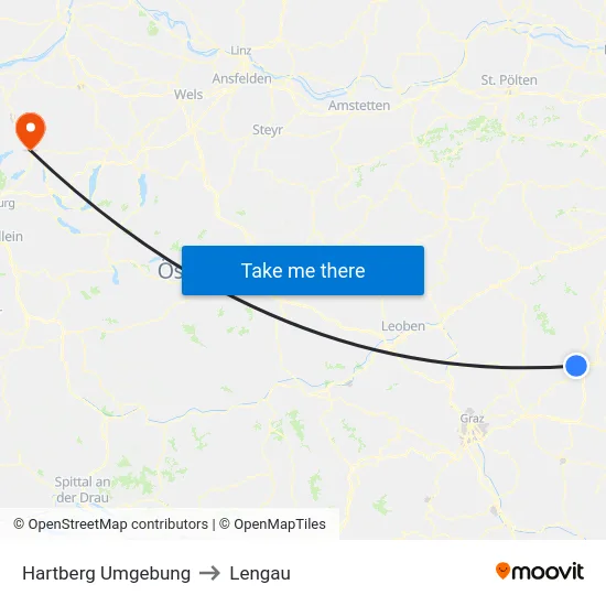 Hartberg Umgebung to Lengau map