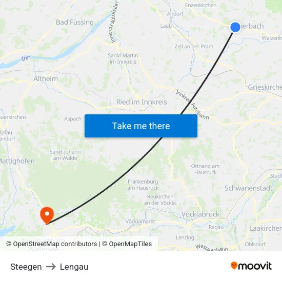 Steegen to Lengau map