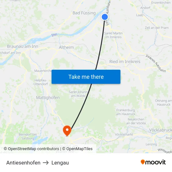 Antiesenhofen to Lengau map