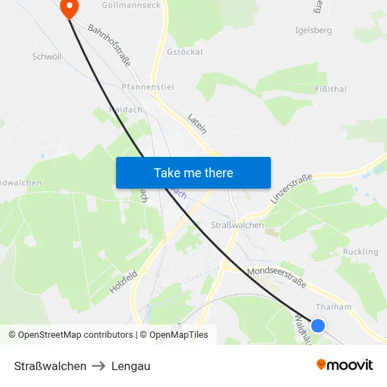 Straßwalchen to Lengau map