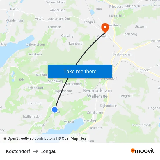 Köstendorf to Lengau map