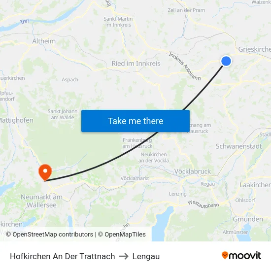 Hofkirchen An Der Trattnach to Lengau map