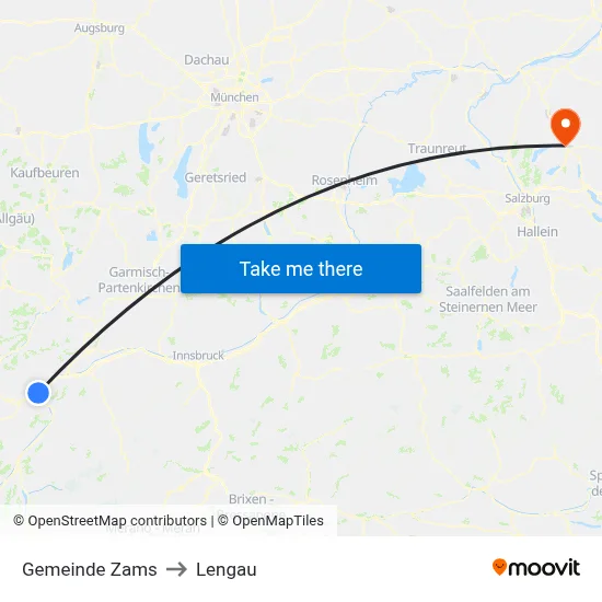 Gemeinde Zams to Lengau map